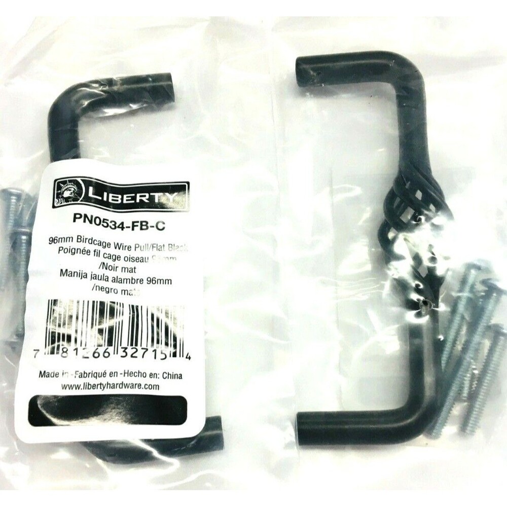 Liberty Lot of 2 Cabinet Pull Birdcage Flat Black 3.75" PN0534-FB-C New